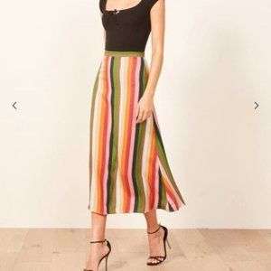 Reformation Betty Skirt in Striped (Size 8)